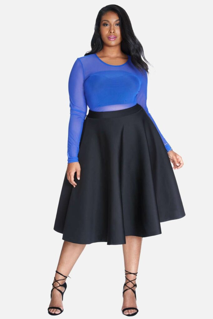 Combine your dresses with flared skirts | How To Dress Plus Size With Big Belly