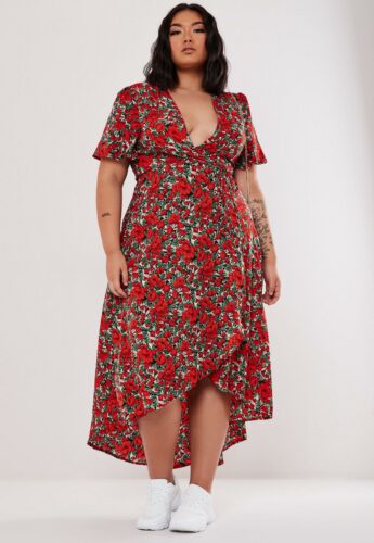 Red printed midi dress to refine your look