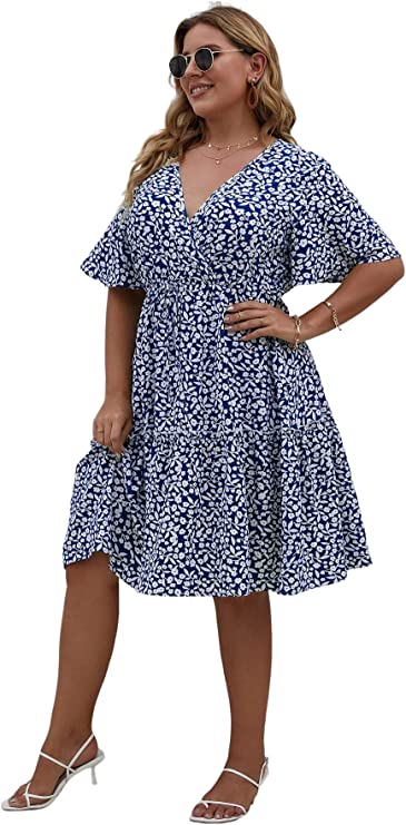 Summer boho print dress for plus size country concert